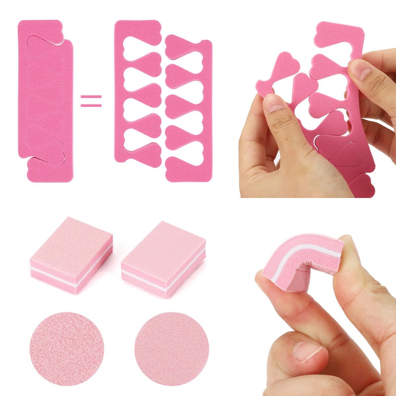 Tecbeauty 277Pcs Toe Separators Set- Nail Spa Party Tools, Mini Nail Files Buffers Block, Orange Nail Sticks Pedicure Wood Cuticle Pushers - Image 3